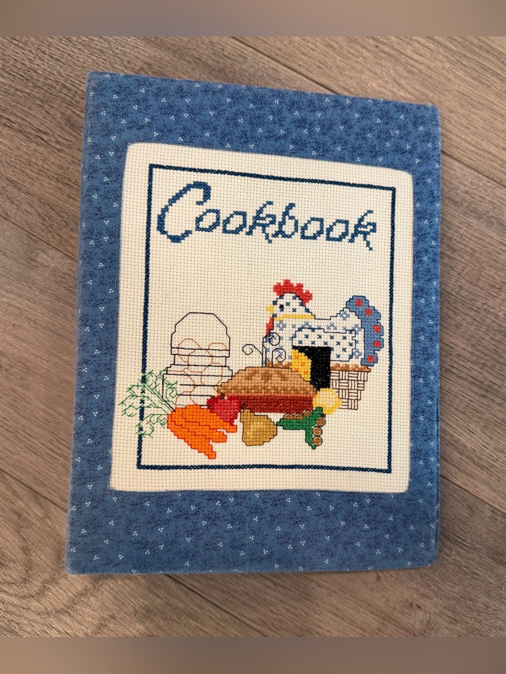 Cross Stitch Cook Book 3 Ring Mini Binder Heirloom Gift  Recipe Farmhouse